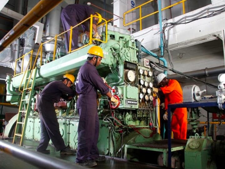 Marine technicians in an engine room